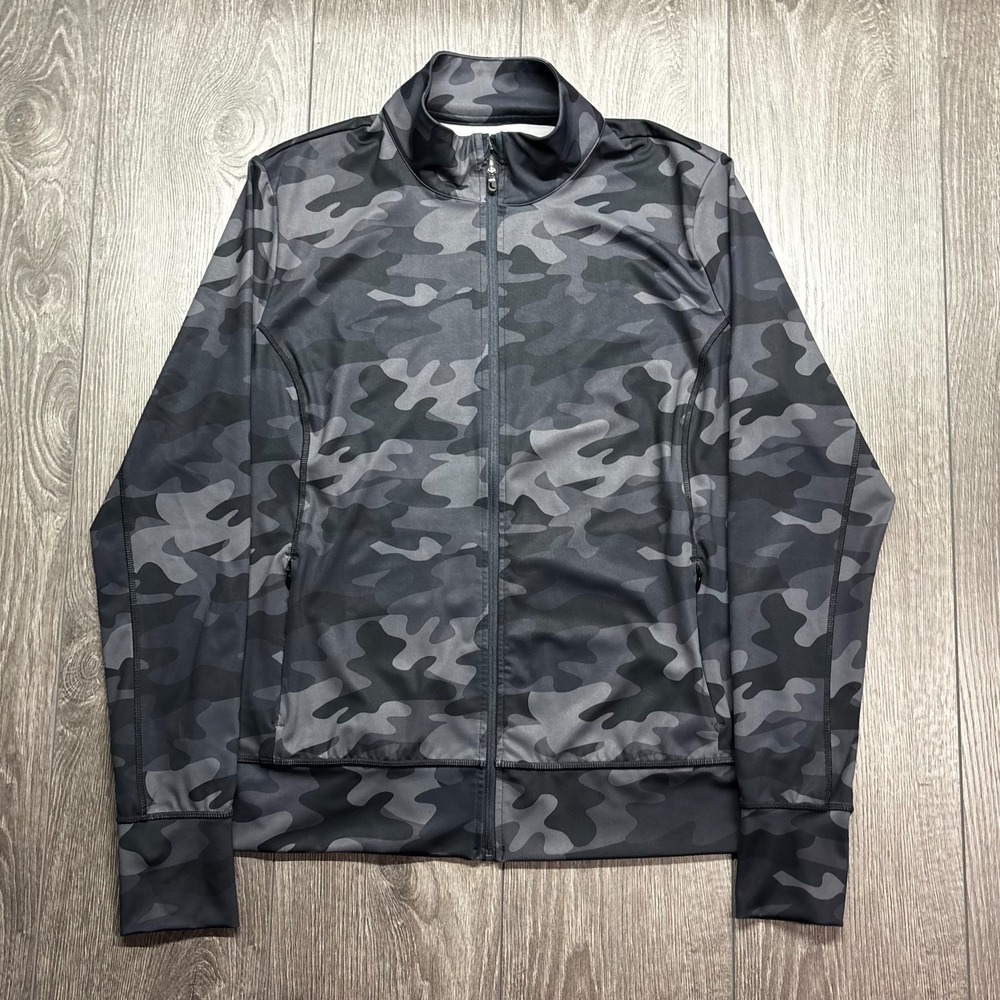 LOLE Sweatshirt Men's Large Full Zip High Neck Camouflage Thumb Holes Track Top